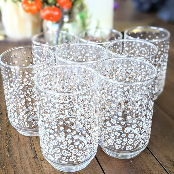 8 vintage Libby gold chip confetti drinking glasses - Picture 1 of 2